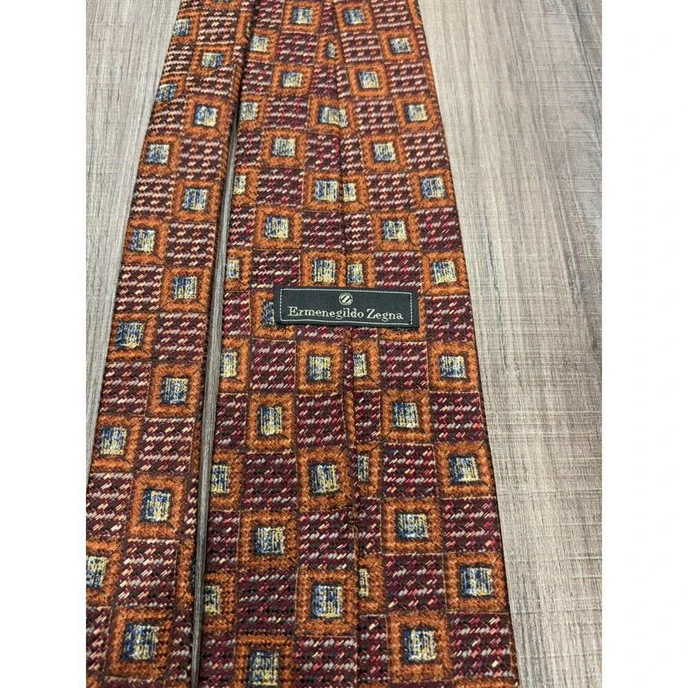 ERMENEGILDO‎ ZEGNA Men's Silk/ Viscose Necktie ITALY Geometric Classic